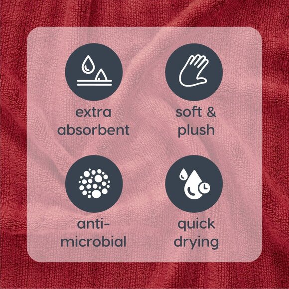 (2 pack) Mainstays Performance Solid Bath Towel, 54" x 30", Crimson Red - Picture 5 of 9